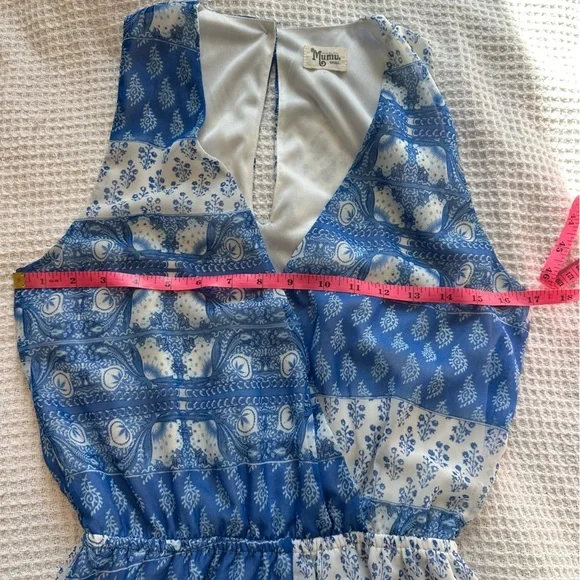 Show Me Your Mumu Riri Teacups Tulips Sz Small Blue White Floral Romper - Picture 8 of 9